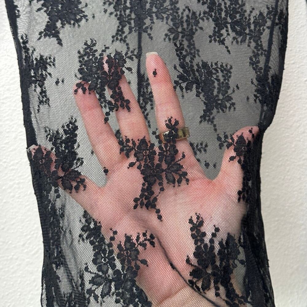 Free People Lady Lux Black Sheer Lace Floral Top XS - Picture 7 of 9
